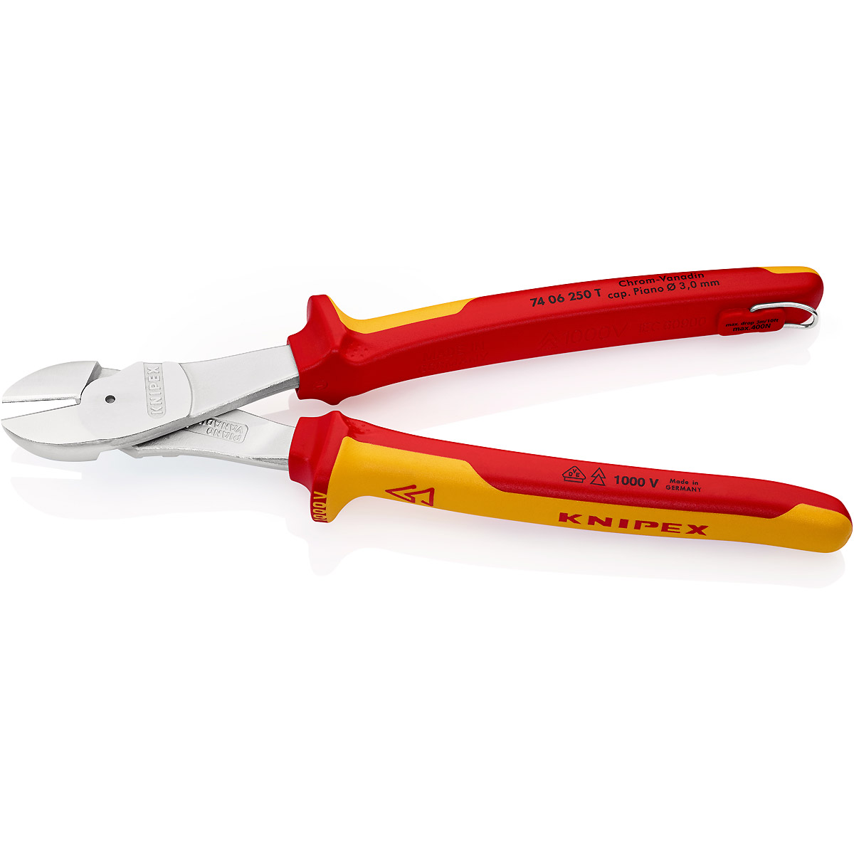 KNIPEX Kraft-Seitenschneider mit Befestigungsöse verchromt