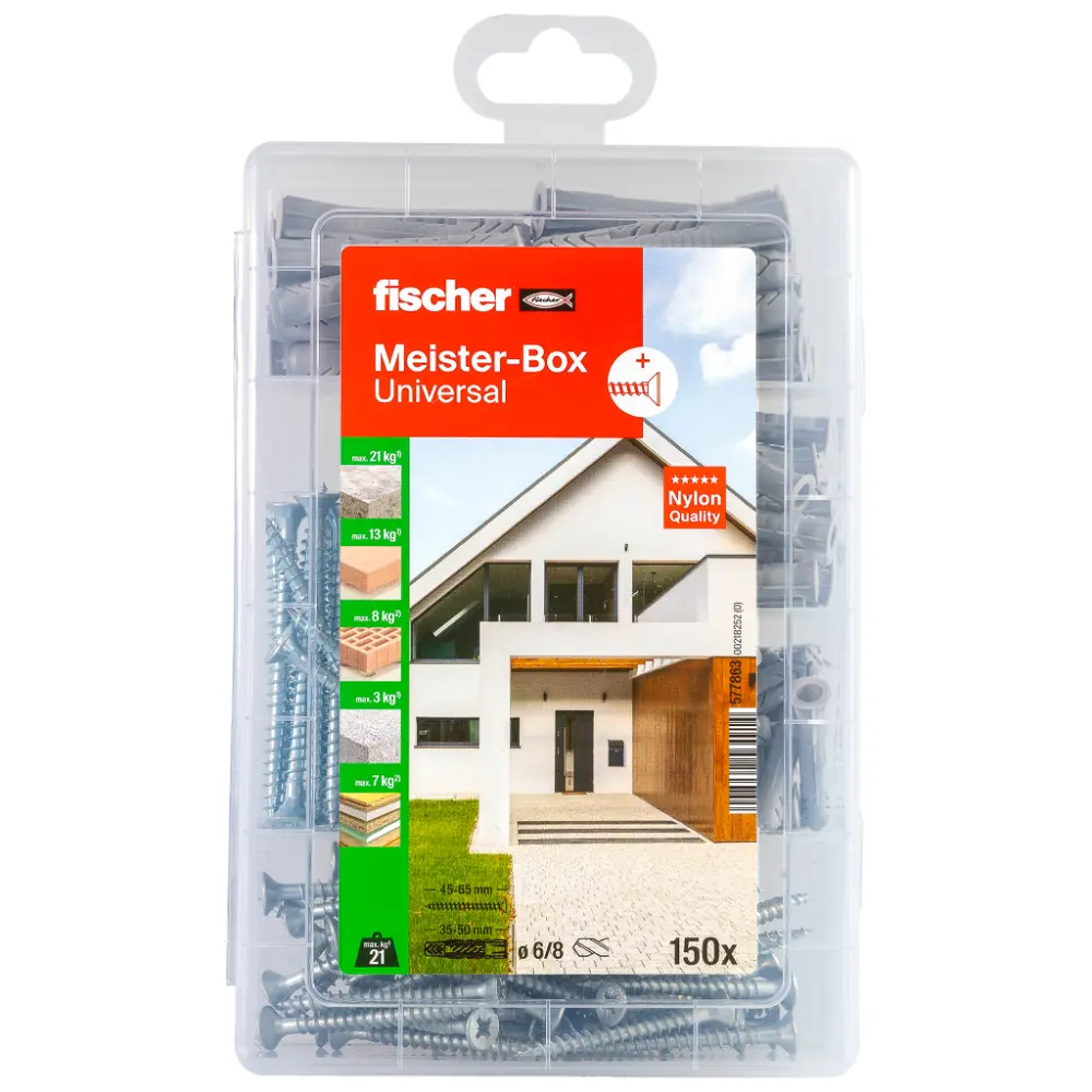 Fischer Dübelsortiment Meister-Box Universal + Schrauben (150 Teile)