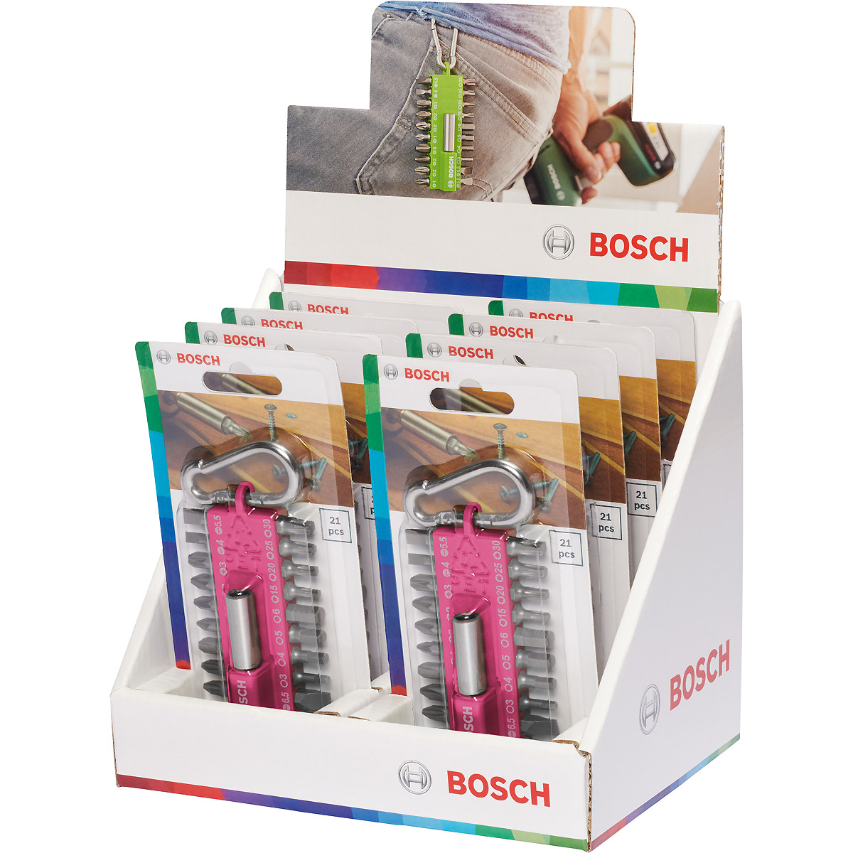 Bosch 21-teiliges Schrauberbit-Set mit Snap-hook (pink) Ausstellerversion