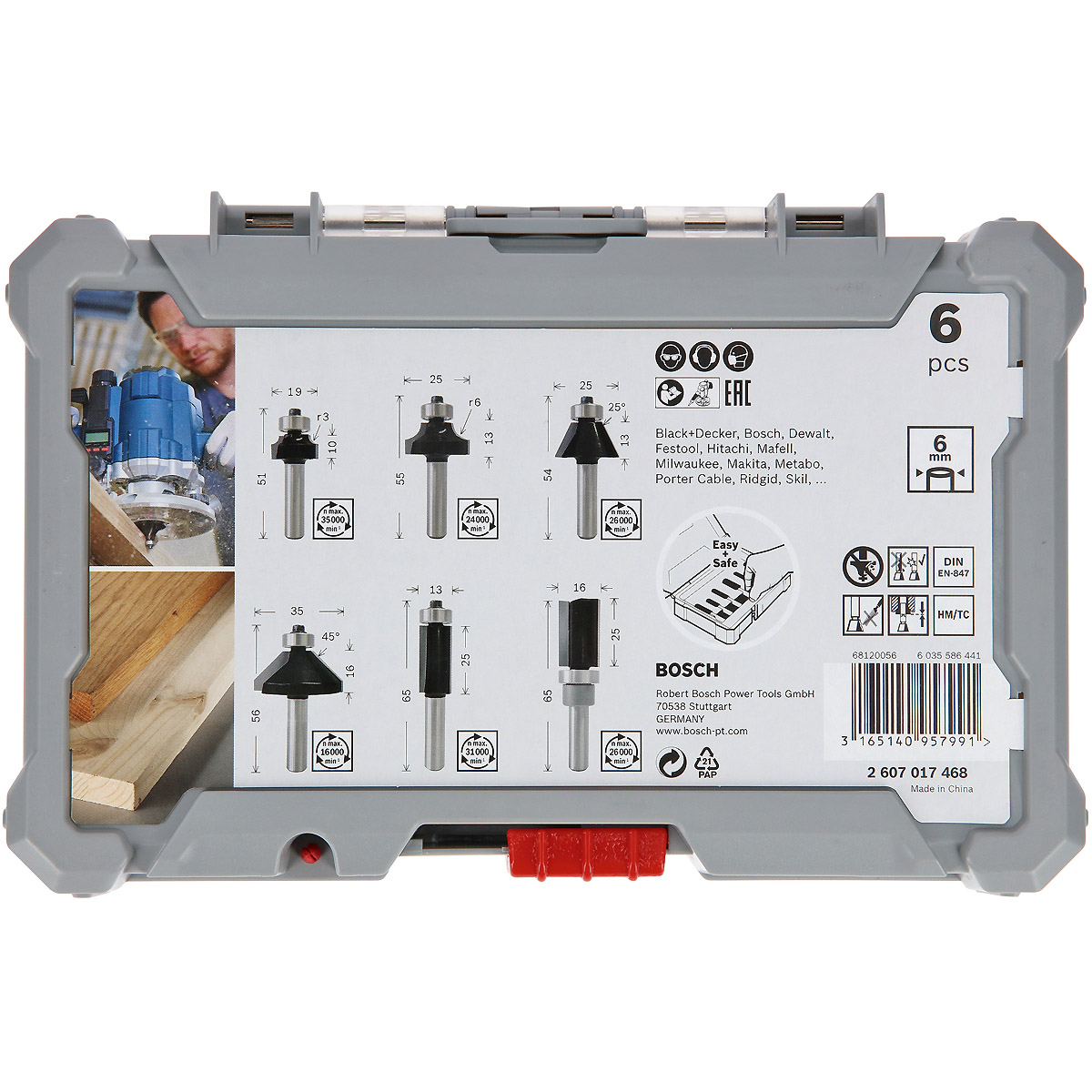 Bosch PRO Rand- und Kantenfräser-Set, 6-mm-Schaft, 6-teilig