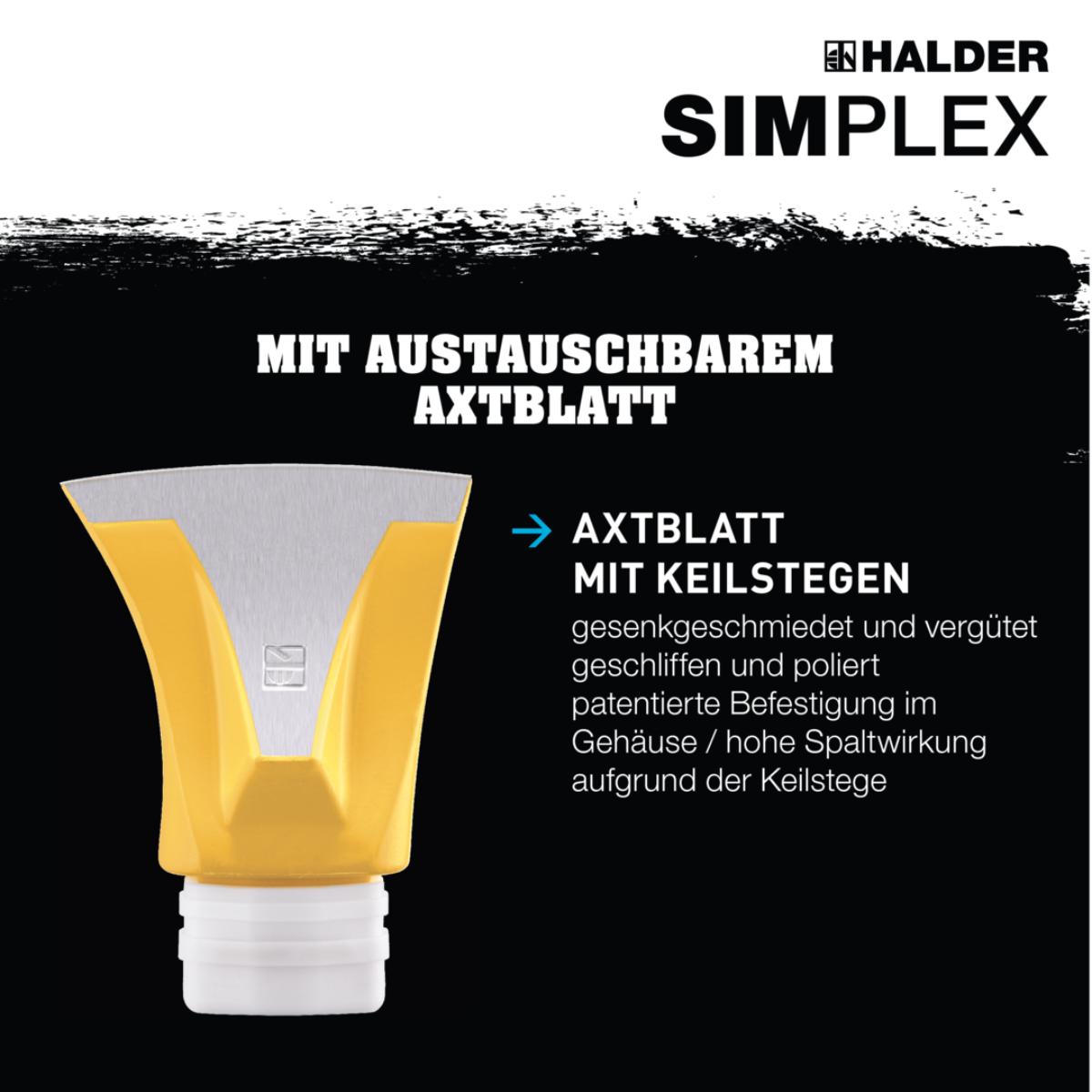 HALDER SIMPLEX - Spaltaxt 751 mit Keilstegen mit Tempergussgehäuse und Hickorystiel