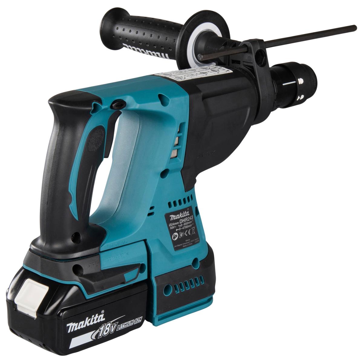 Makita Akku-Kombihammer für SDS-Plus 18V / 6,0 Ah, 2 Akkus + Ladegerät im MAKPAC + SDS-Plus Bohrer-Set B-58992