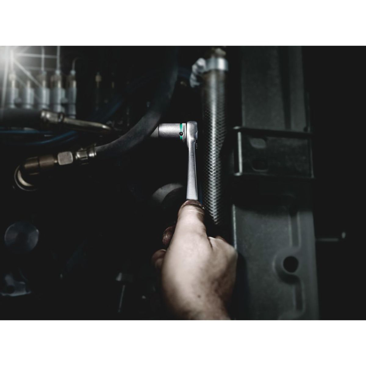 Wera 8003 A Zyklop Metal-Knarre mit Durchsteckvierkant mit 1/4"-Antrieb