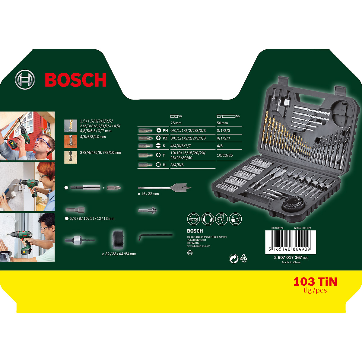 Bosch V-Line Box, Bohrer- und Bit-Set, 103-teilig, Kegelsenker, Bithalter