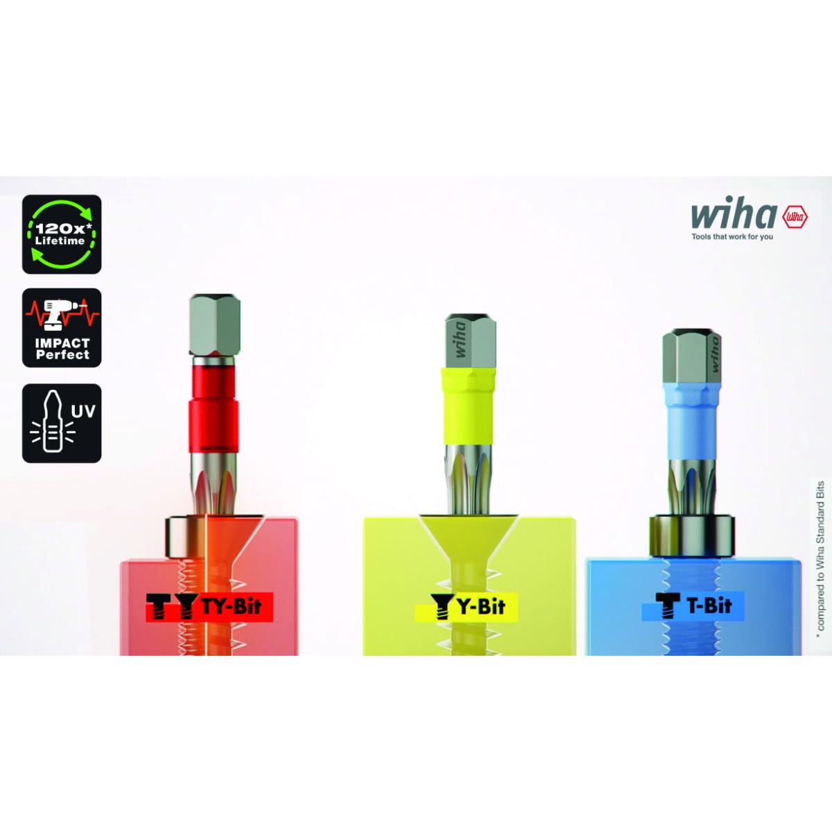 Wiha Bit Set TY-Bit 29 mm Sechskant (SW4) 5-teilges Set 1/4 zoll C6,3 in Box - 6 Stück