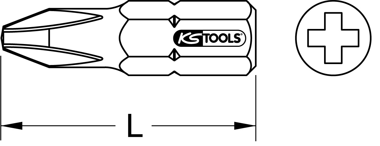 KS Tools 1/4" Mini-Bit für Kreuz-Schlitz-Schrauben PH 1, 18 mm