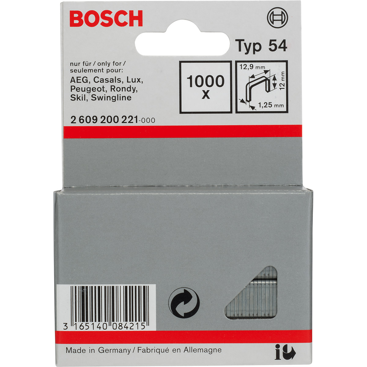 Bosch Flachdrahtklammer Typ 54, 12,9 x 1,25 x 12mm