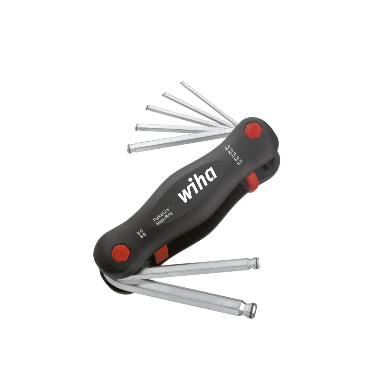 Wiha Multitool PocketStar Sechskant-Kugelkopf MagicRing 7-teilges Set mit SB-Aufhänger