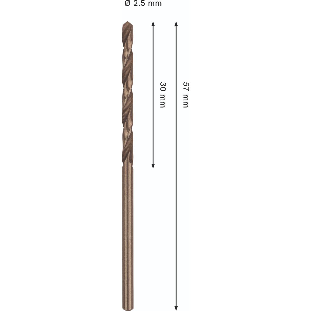 Bosch PRO Stainless Steel HSS-Co Spiralbohrer, 2,5 x 30 x 57 mm