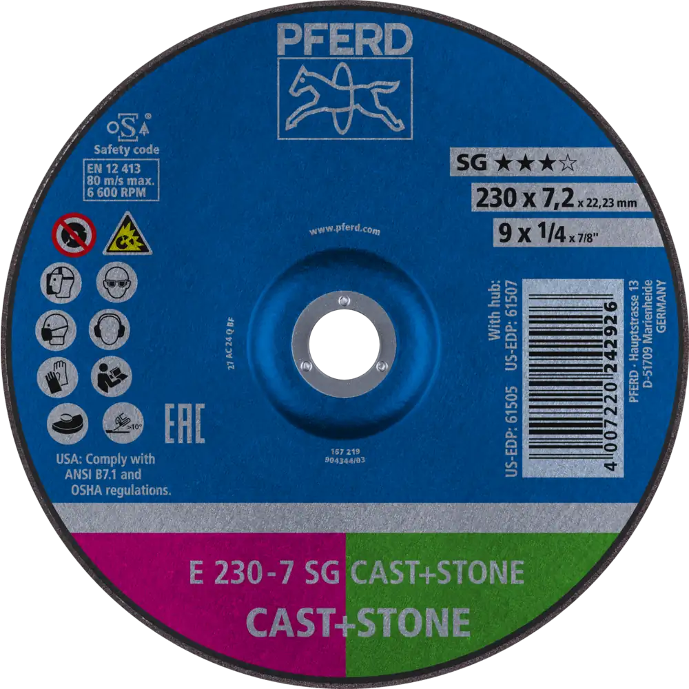 PFERD TOOLS Schruppscheibe E Leistungslinie SG CAST+STONE für Guss/Stein