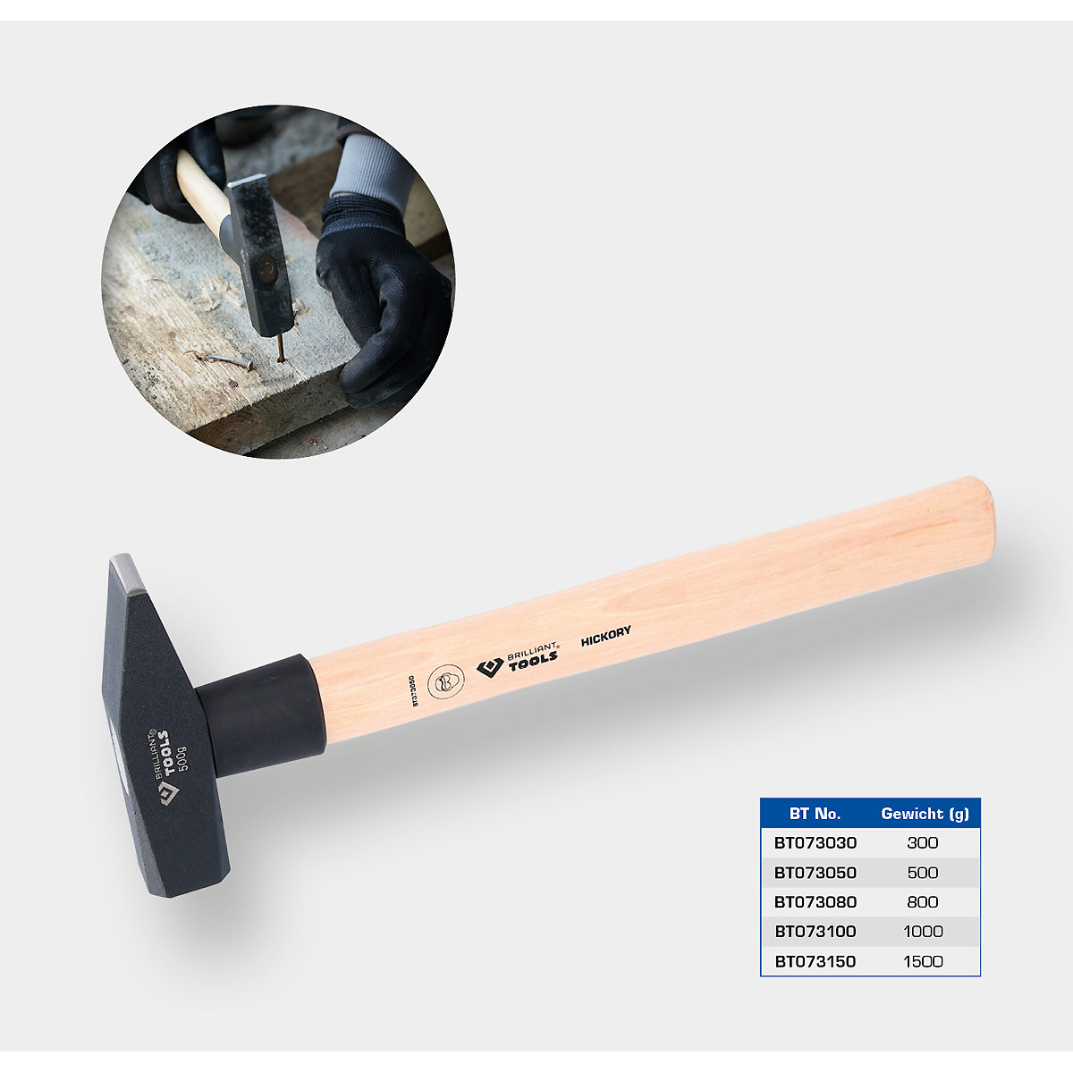 Brilliant Tools Schlosserhammer mit Hickory-Stiel