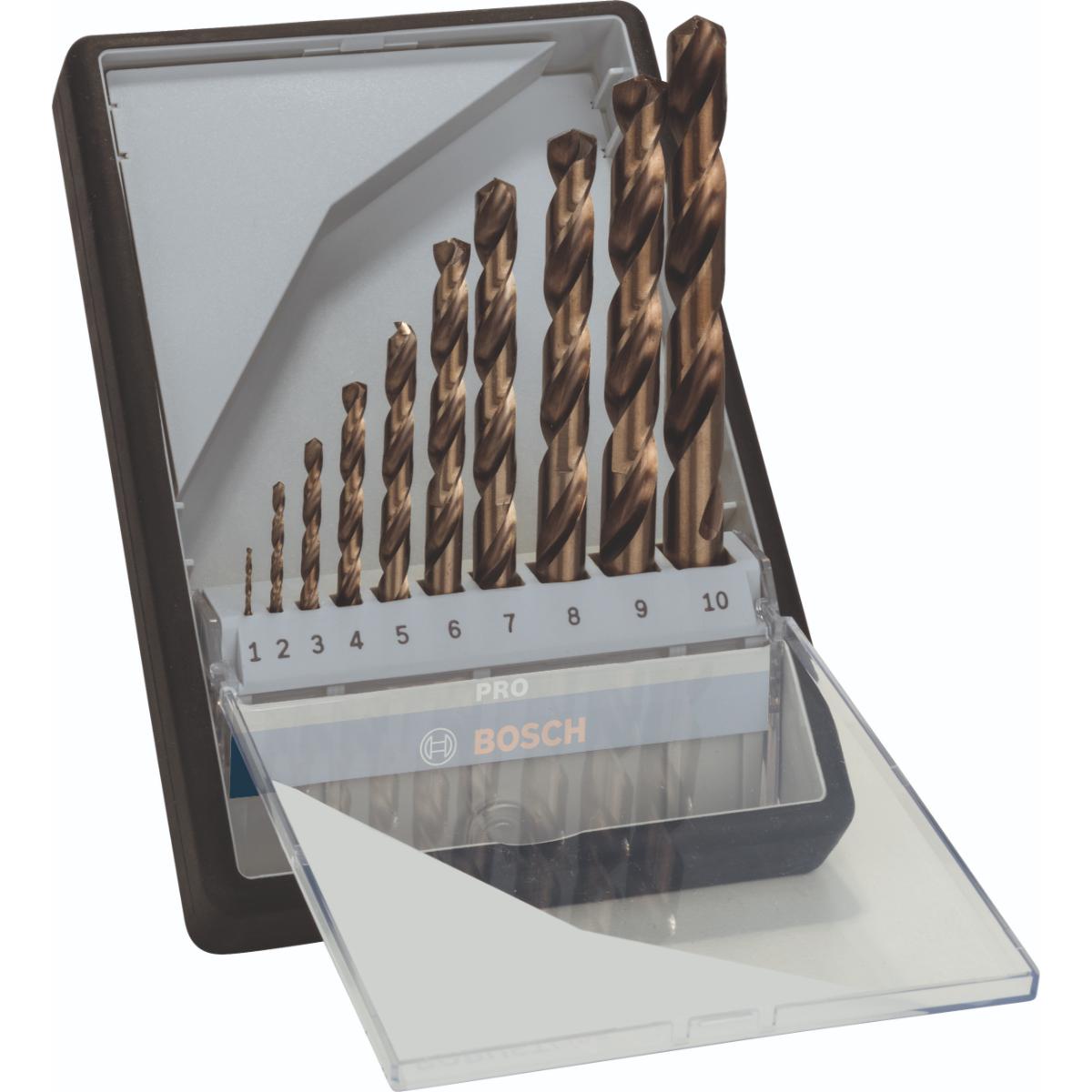 Bosch PRO Metallbohrer-Set Robust Line HSS-Co, DIN 135, 135°, 10-teilig, 1 - 10 mm
