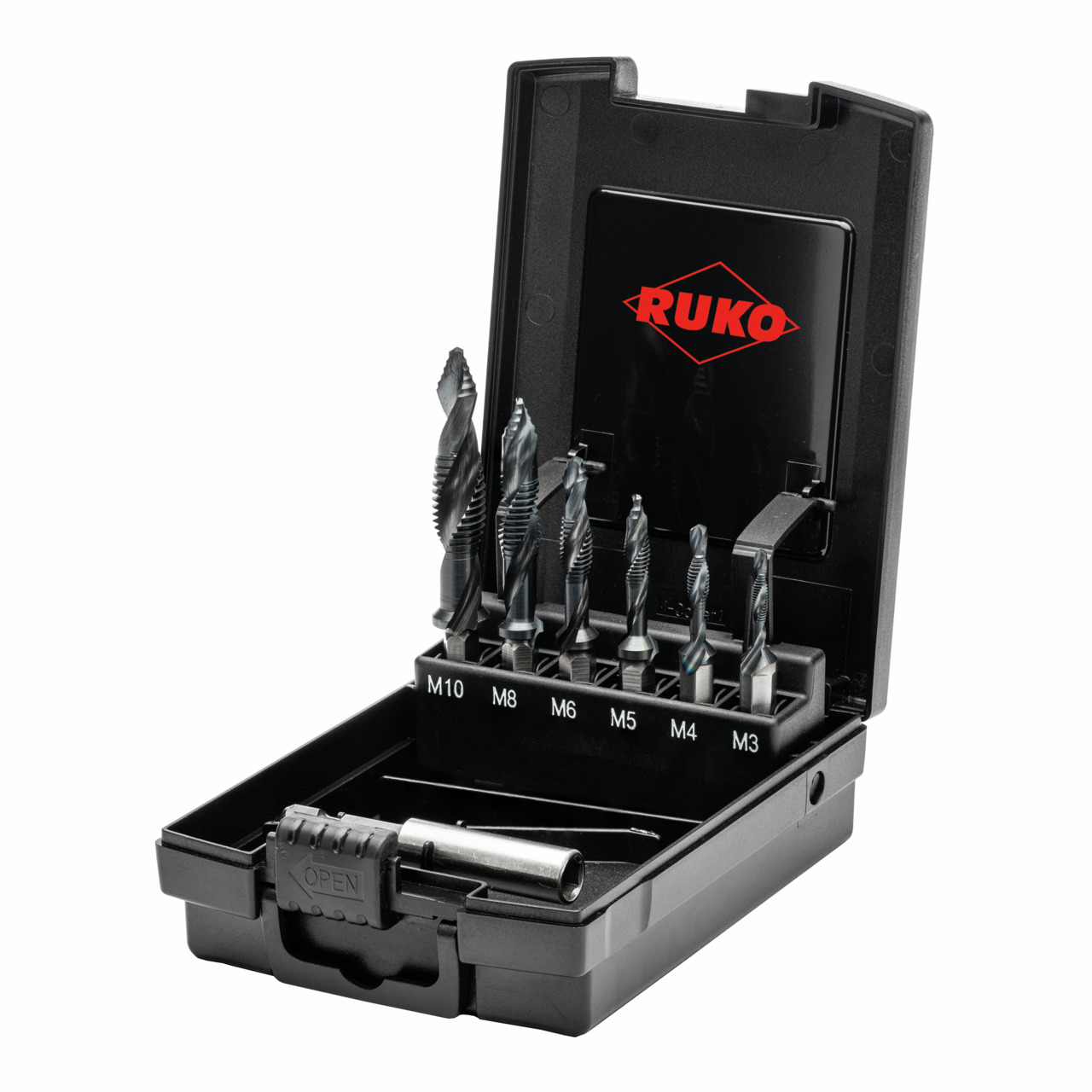 RUKO ULTIMATECUT Kombi-Maschinengewindebohrer mit FLOWSTEP® Spitze, HSS, Bit-Schaft- 7-tlg.