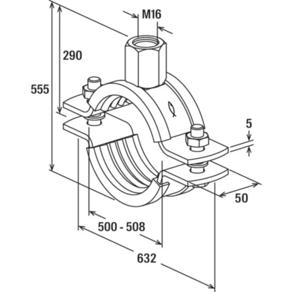 Fischer Massivrohrschelle FRSM 500-508 M16 galvanisch verzinkt
