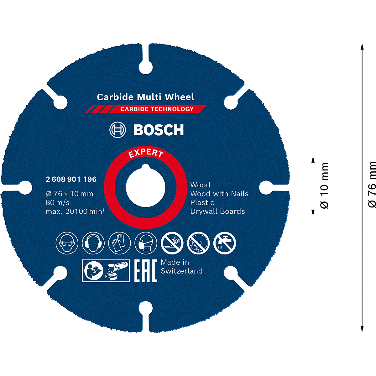 Bosch EXPERT Carbide Multi Wheel Trennscheibe, 76 mm, 10 mm. für Mini-Winkelschleifer