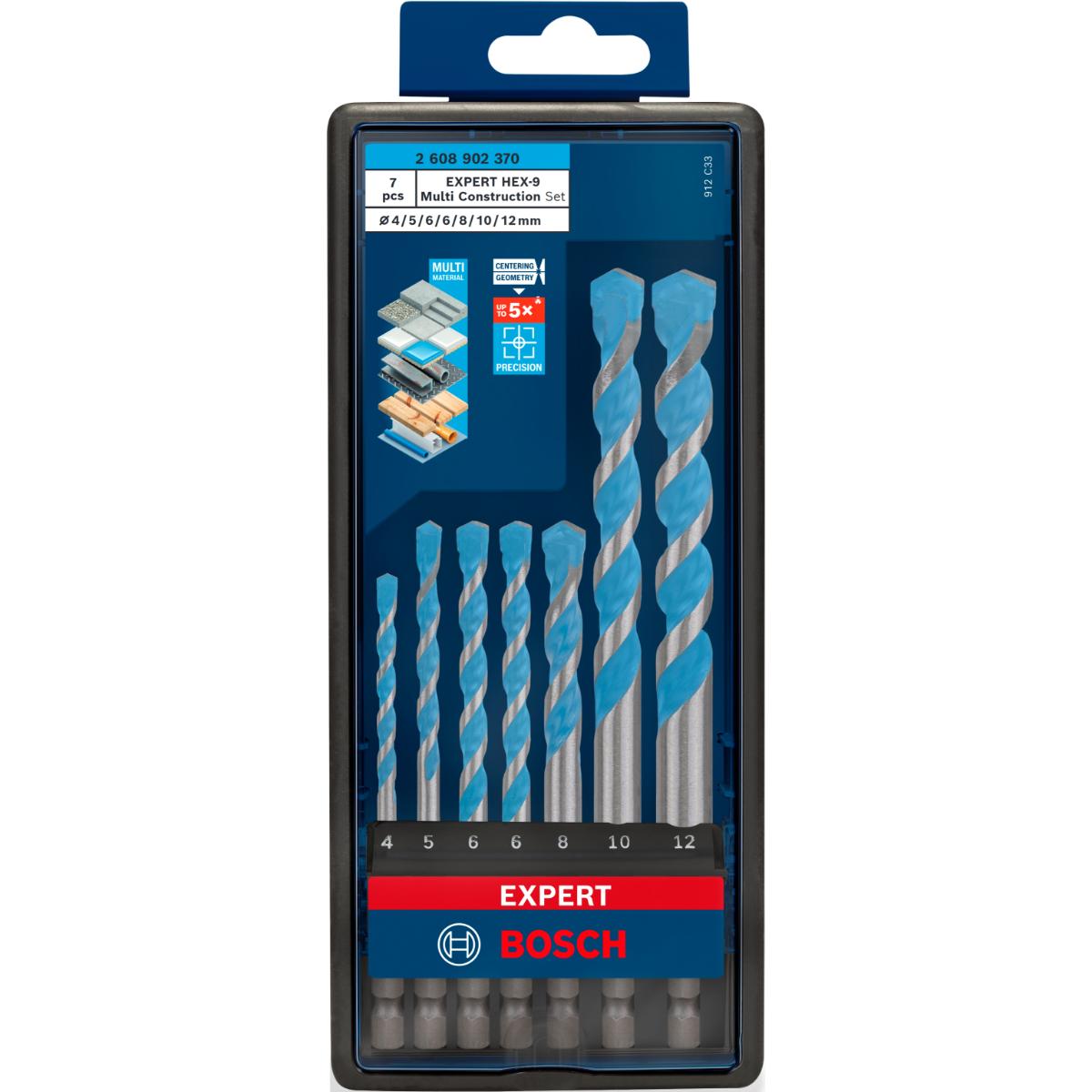 Bosch EXPERT HEX-9 Multi Construction Bohrer-Set, 4/5/6/8/10/12 mm 7-teilig