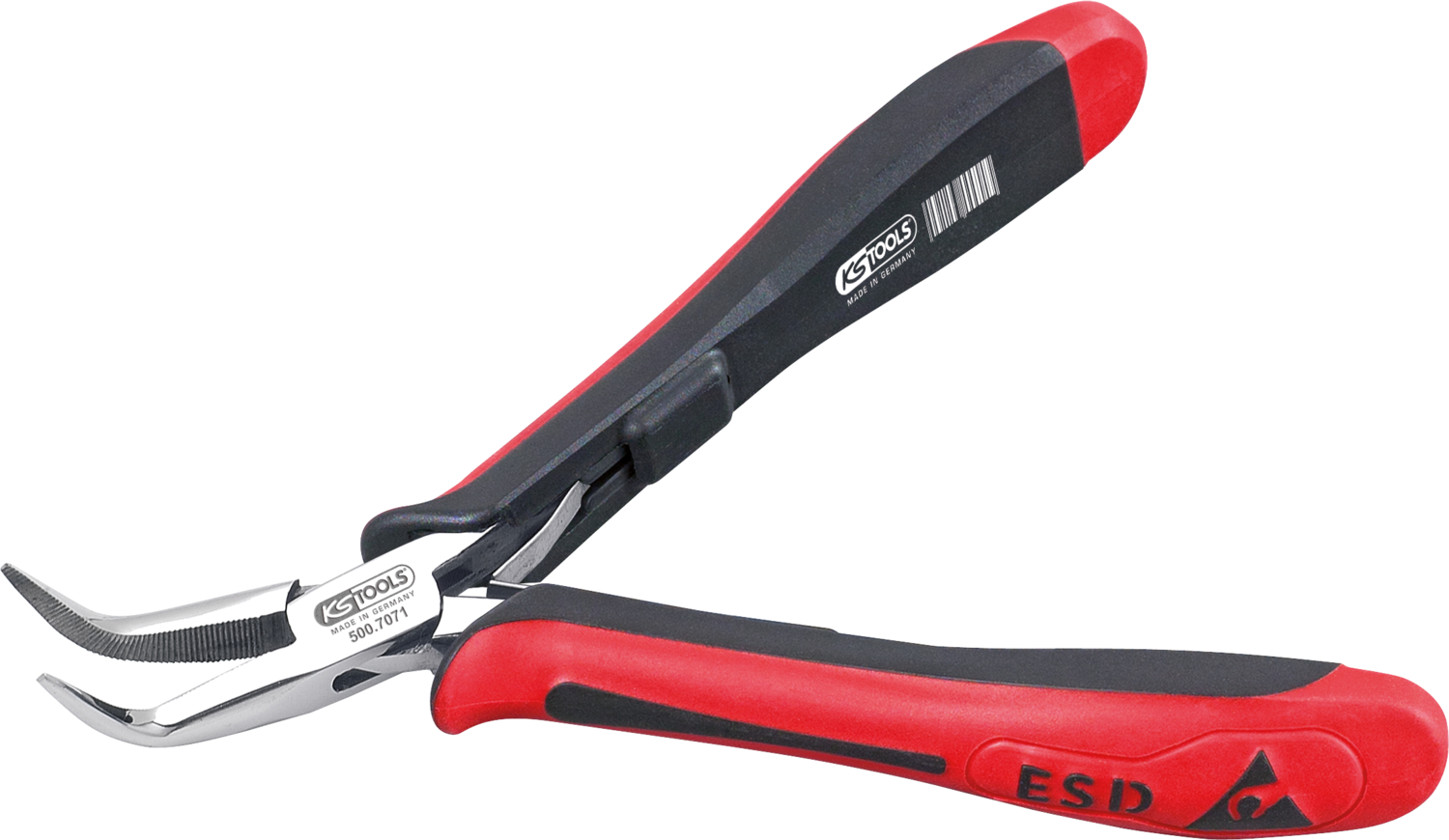 KS Tools ESD Spitzzange, gebogen, mit Hieb, 140mm