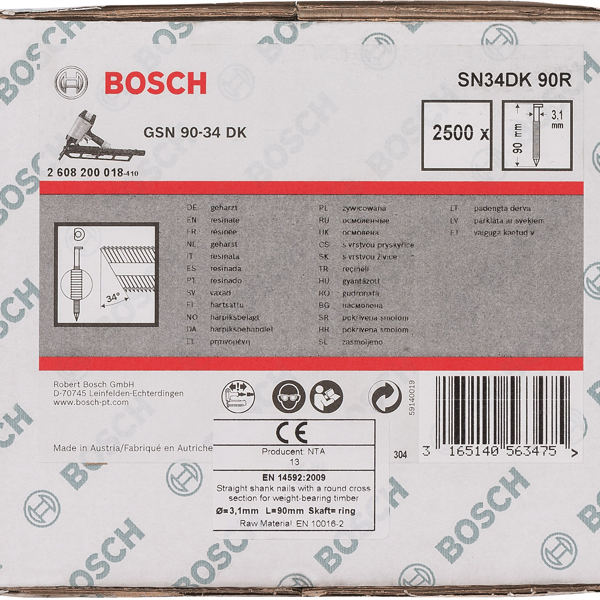 Bosch D-Kopf Streifennagel, blank, gerillt