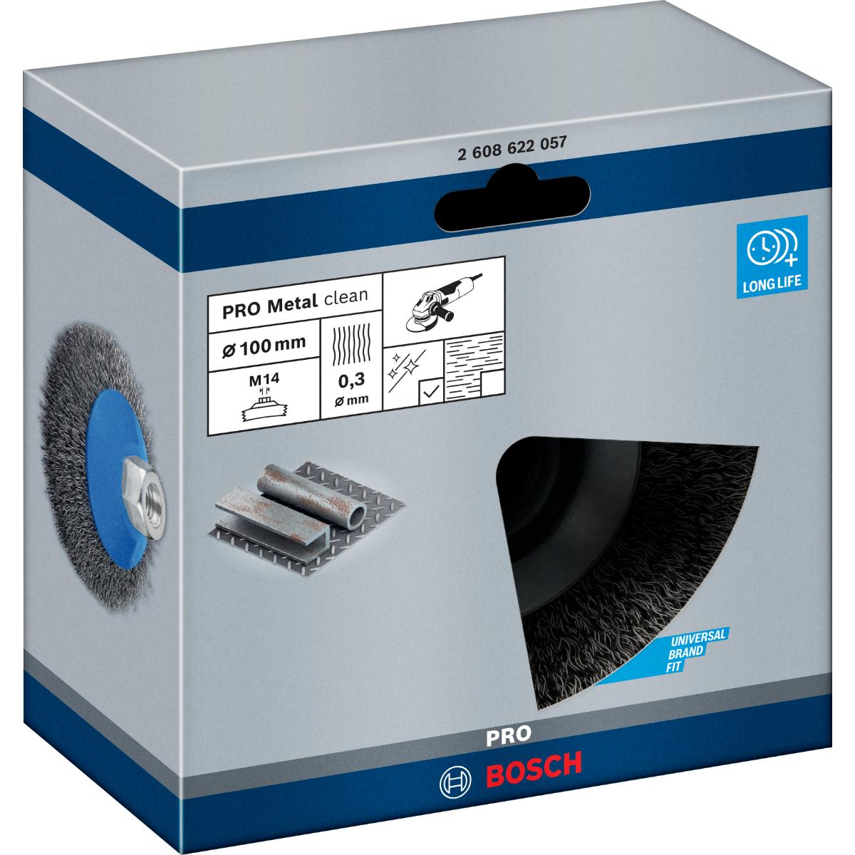 Bosch PRO Kegelbürste Clean for Metal, gewellt 100mm