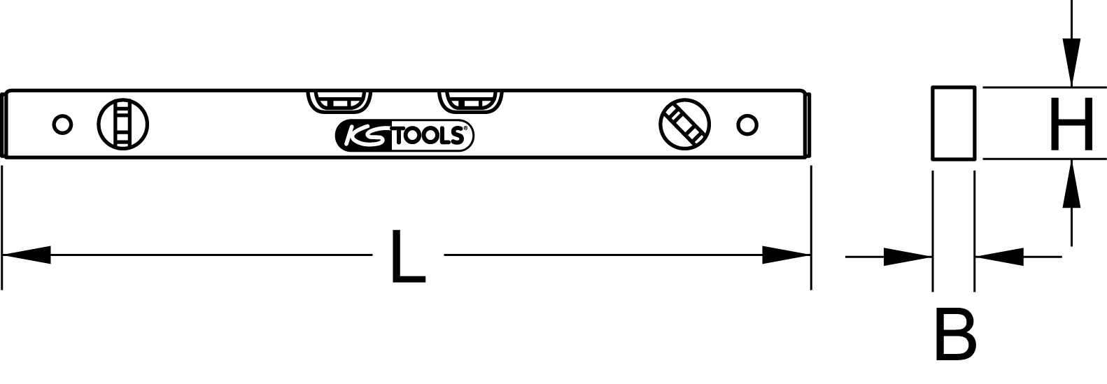 KS Tools Aluminiumprofil-Wasserwaage, Feinausrichtung