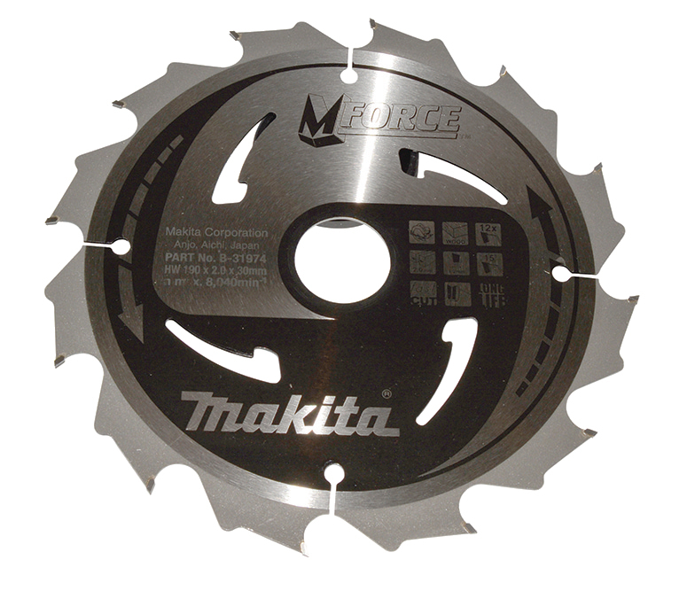 Makita Kreissägeblatt M-FORCE, 190 mm - 12 Zähne - 1,2 mm - FastCut - Holz - B-31974
