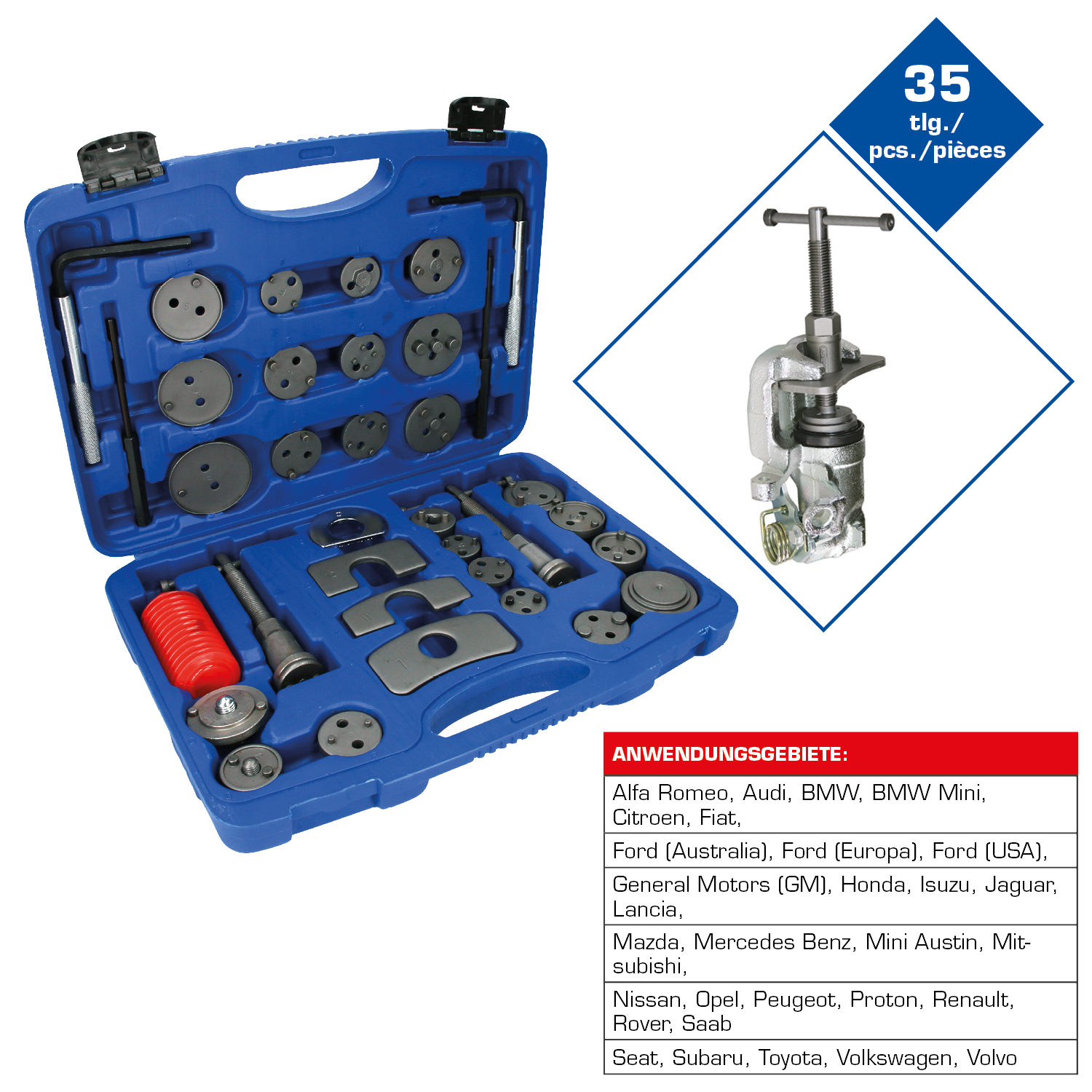 Brilliant Tools Universal-Bremskolben-Rückstellwerkzeug-Satz, 41-tlg - BT701050
