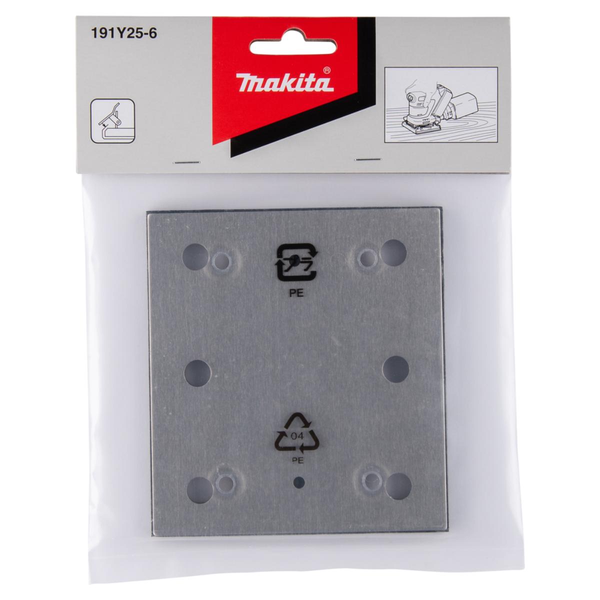Makita Grundplatte quadratisch für Klemmvorrichtung - für Schleifpapier 114x102 mm - DBO480/DBO484