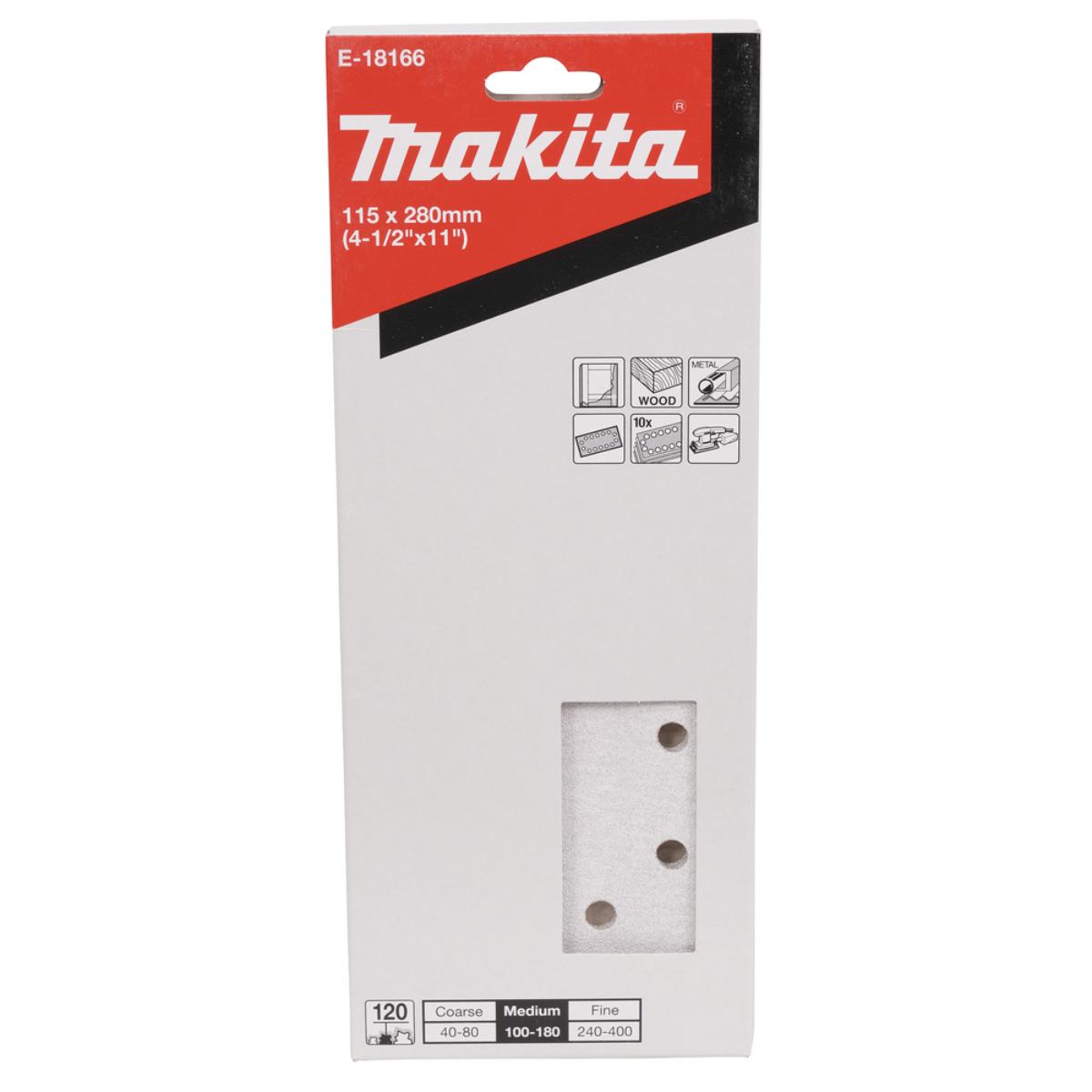 Makita Schleifpapier P120 115x280mm gelocht, Körnung ,14 Loch, 10 Stück