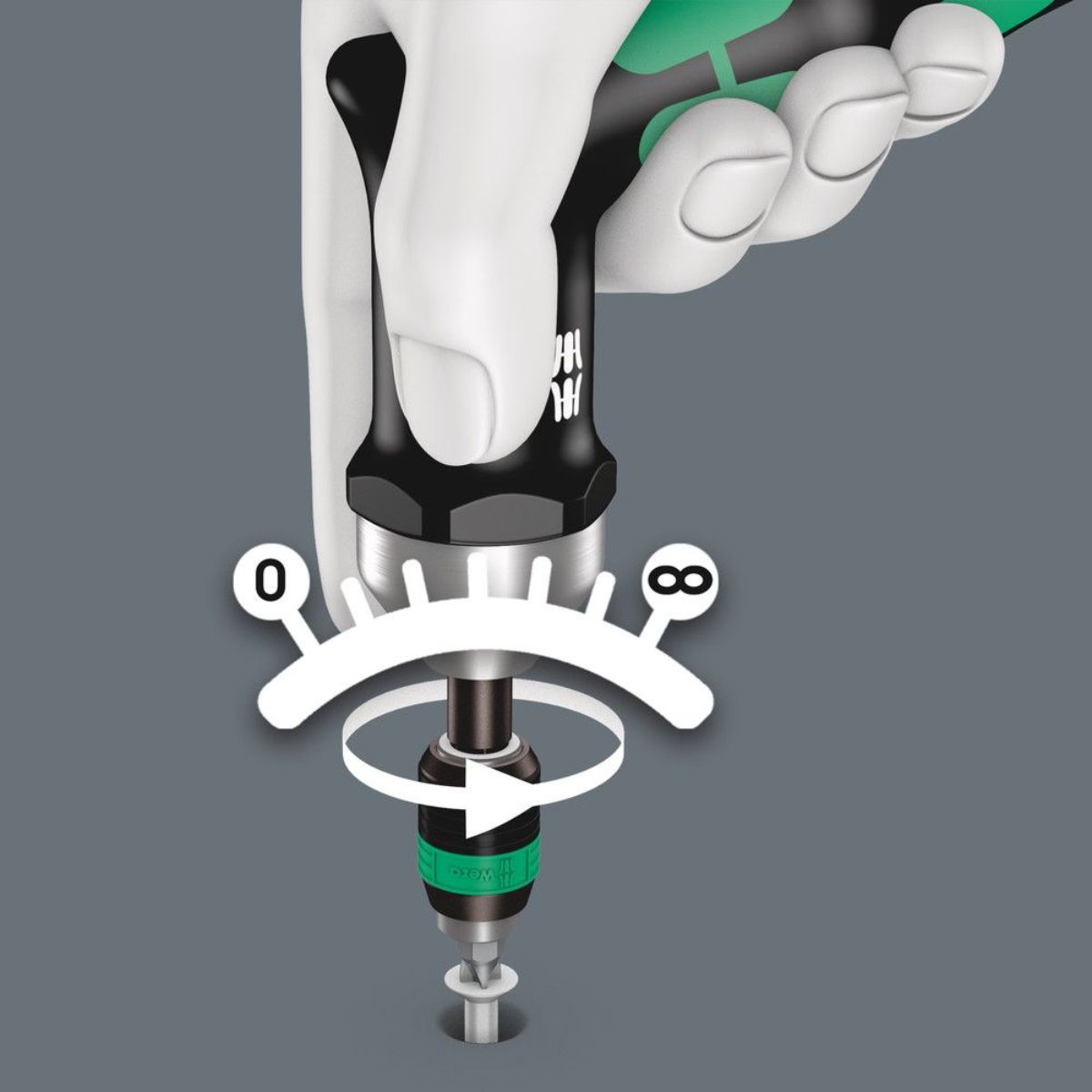 Wera Serie 7400 Kraftform Drehmomentschraubendreher + Rapidaptor Schnellwechselfutter, Pistolengriff