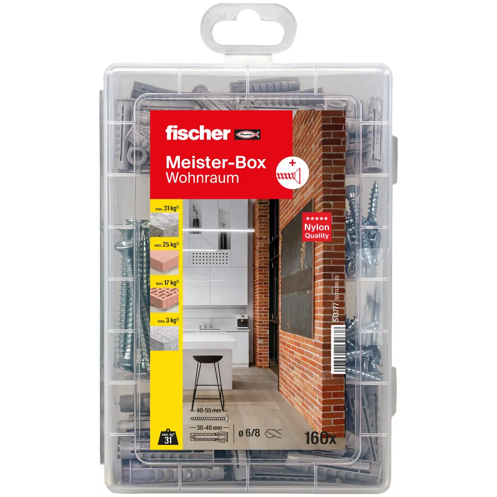 Fischer Dübelsortiment Meister-Box Wohnraum + Schrauben (160 Teile)
