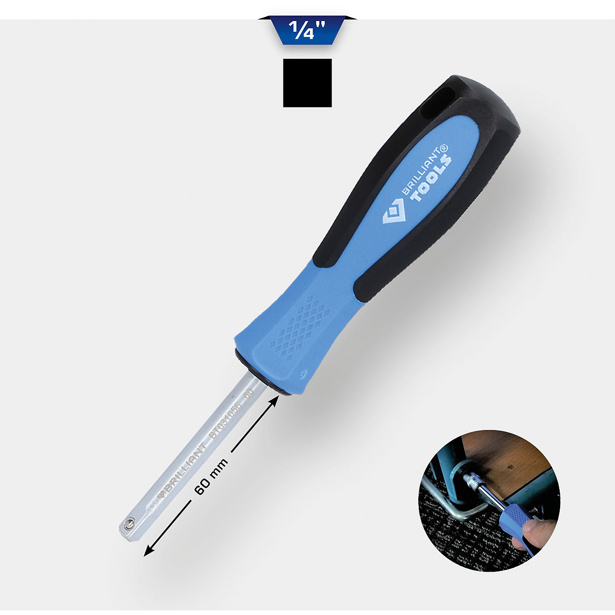 Brilliant Tools 1/4" Vierkant-Schraubendreher, 60mm