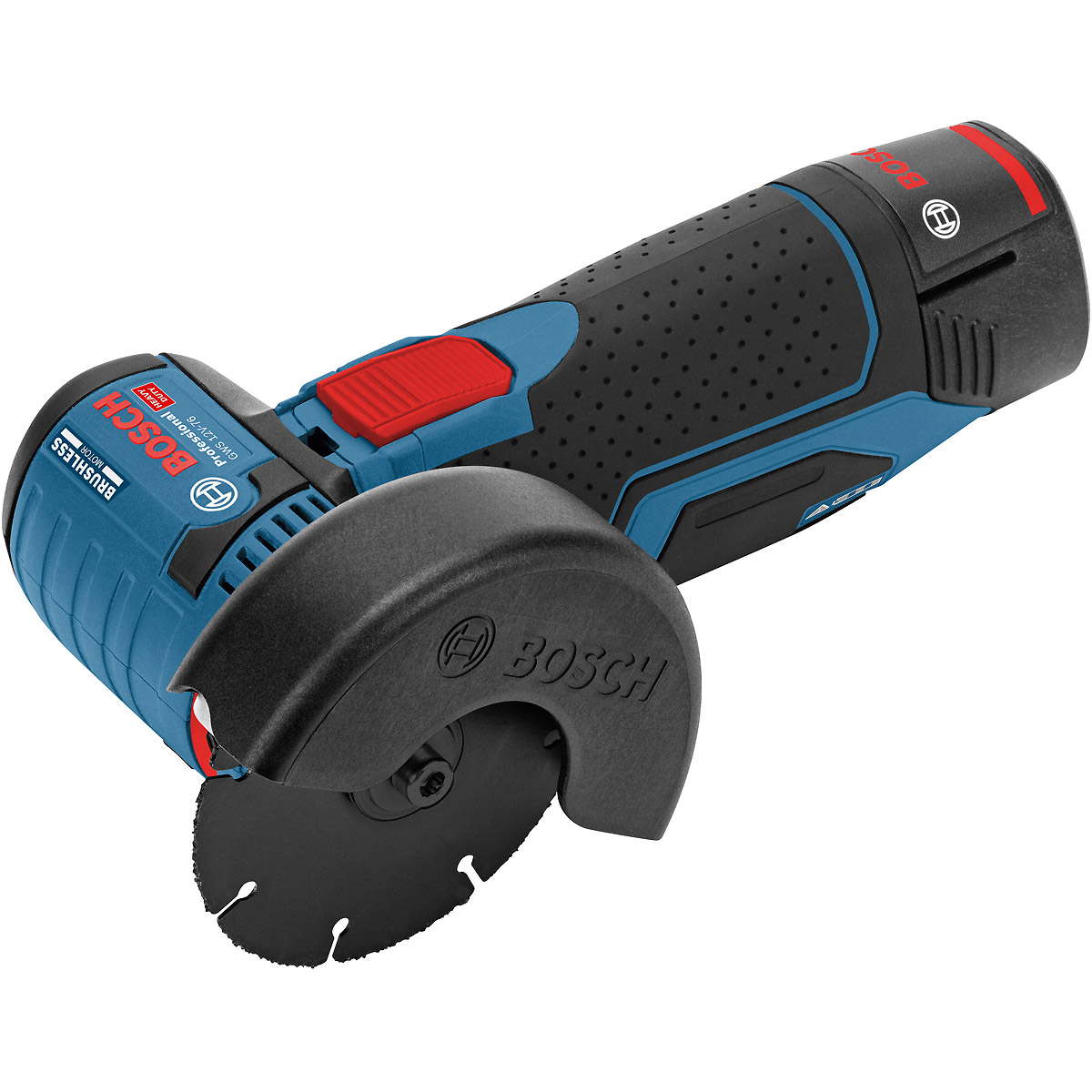 Bosch Akku-Winkelschleifer GWS 12V-76, mit 2 x 3.0 Ah Li-Ion Akku