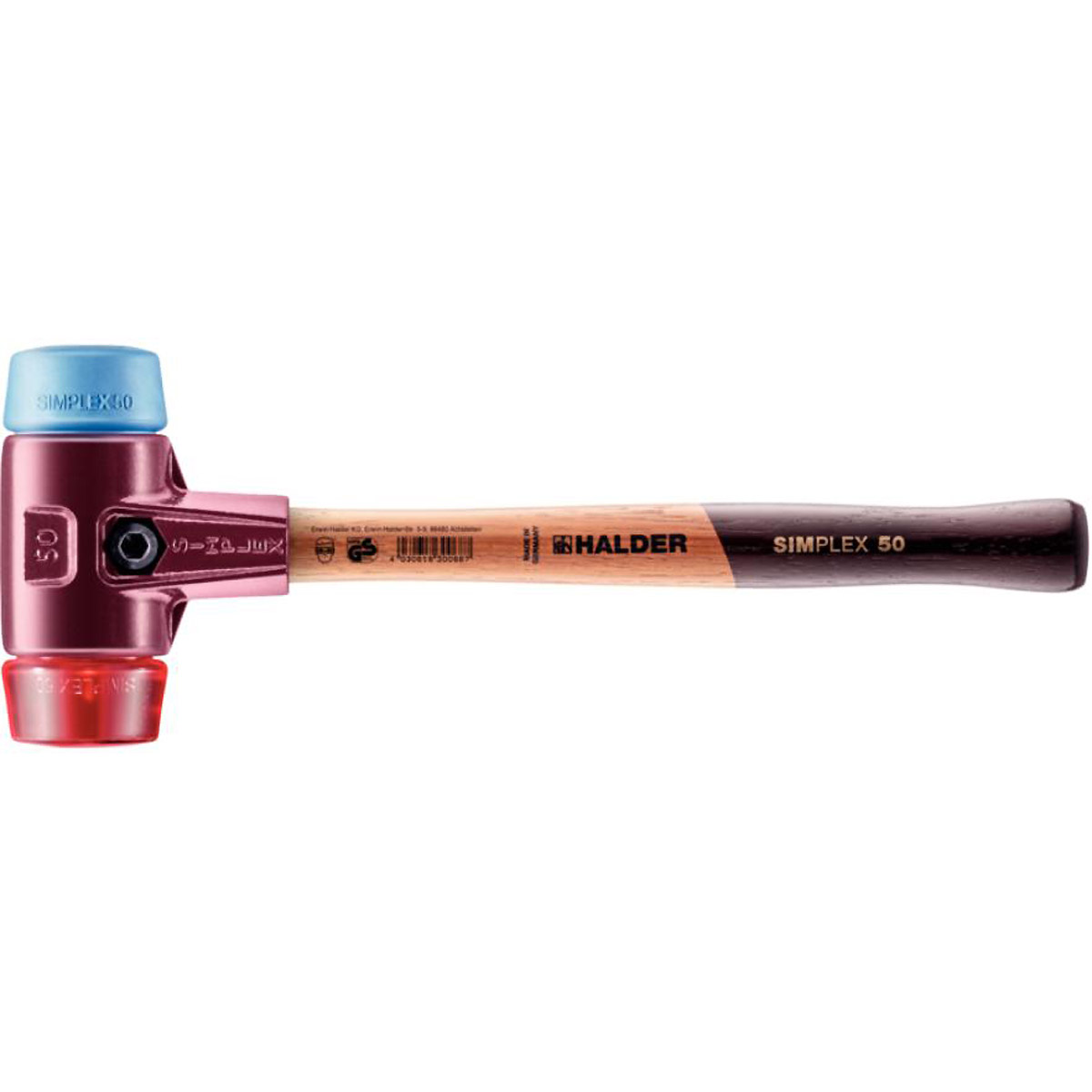 HALDER SIMPLEX - Schonhammer mit Tempergussgehäuse und hochwertigem Holzstiel, TPE-soft / Plastik