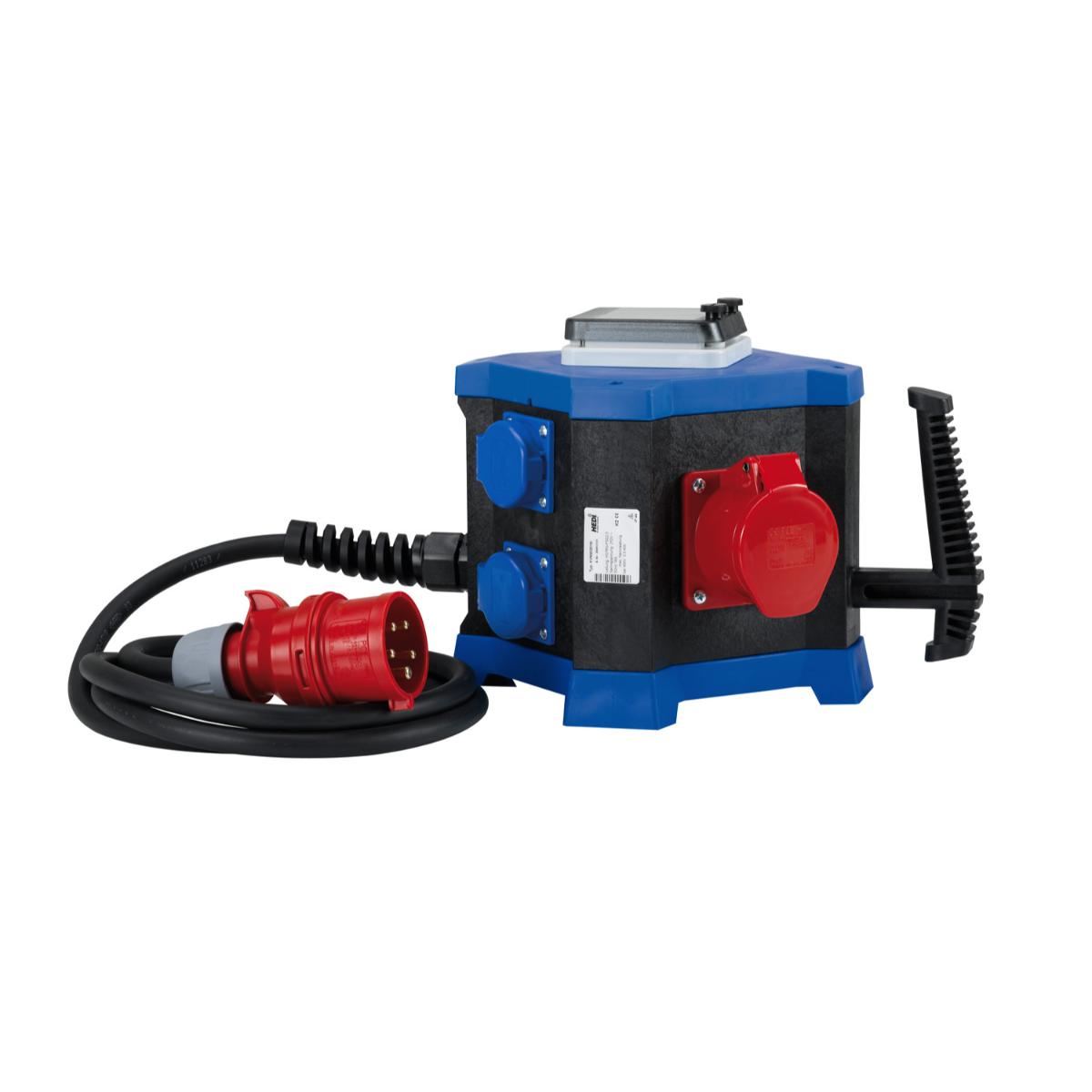 HEDI Steckdosenverteiler m.STATION, 400V/32A-Ausführung 4x Schutzkontakt-Steckdosen 250 V + 2x CEE-S