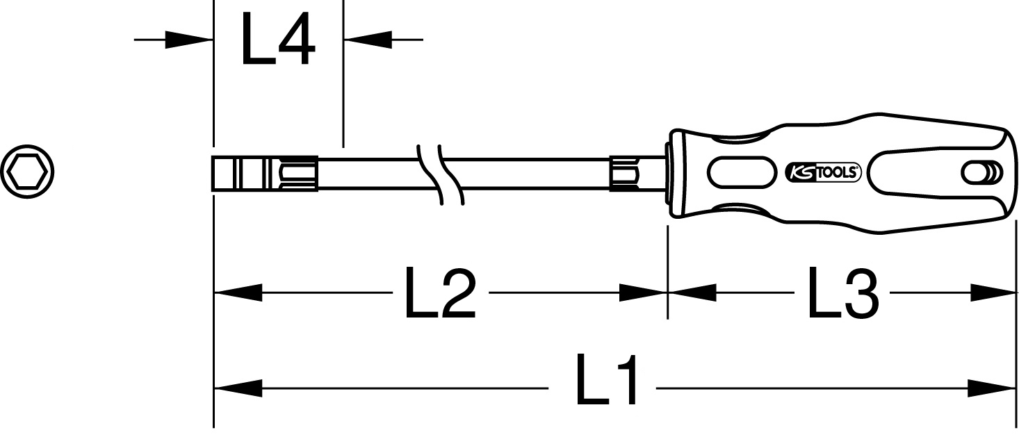 KS Tools 1/4" ERGOTORQUEplus Bit-Schraubendreher, XL, 614mm