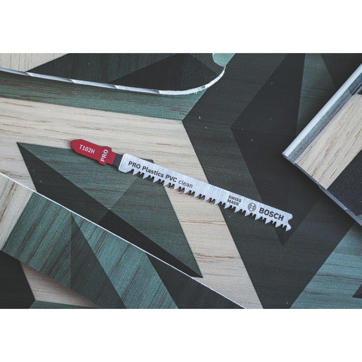 Bosch PRO Plastics PVC clean T102H Stichsägeblatt, 100 mm, 5-Stück