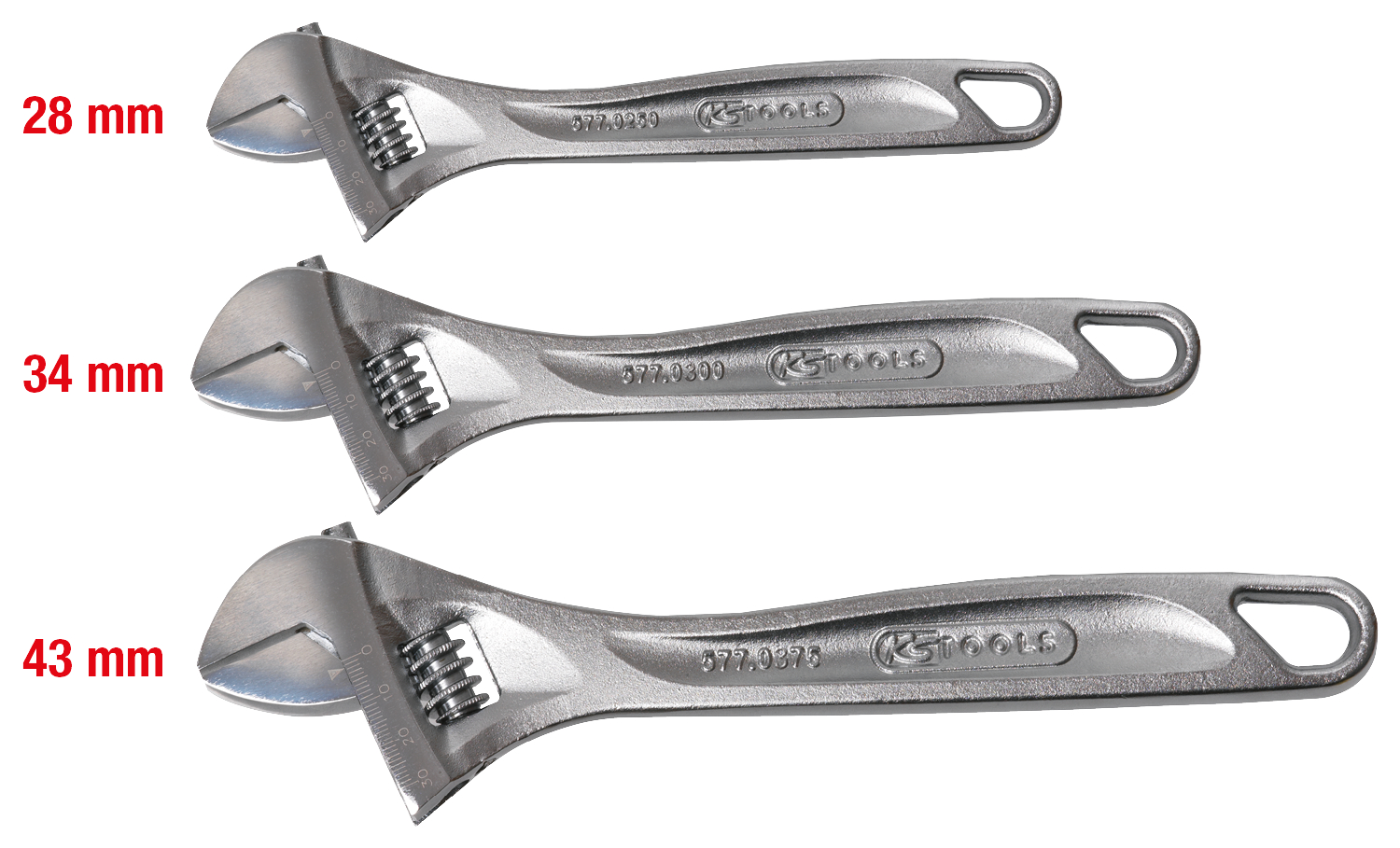 KS Tools Rollgabelschlüssel-Satz, verstellbar, 3-tlg