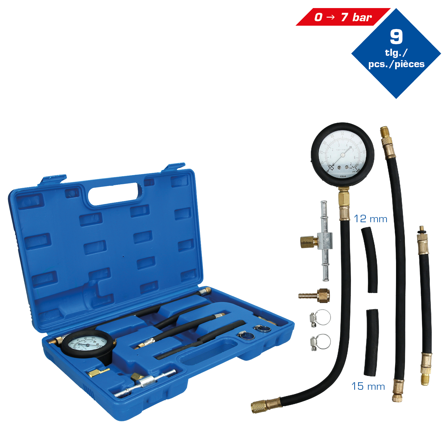 Brilliant Tools Kraftstoff-Einspritzpumpen-Druck-Tester-Satz, 9-tlg - BT581250