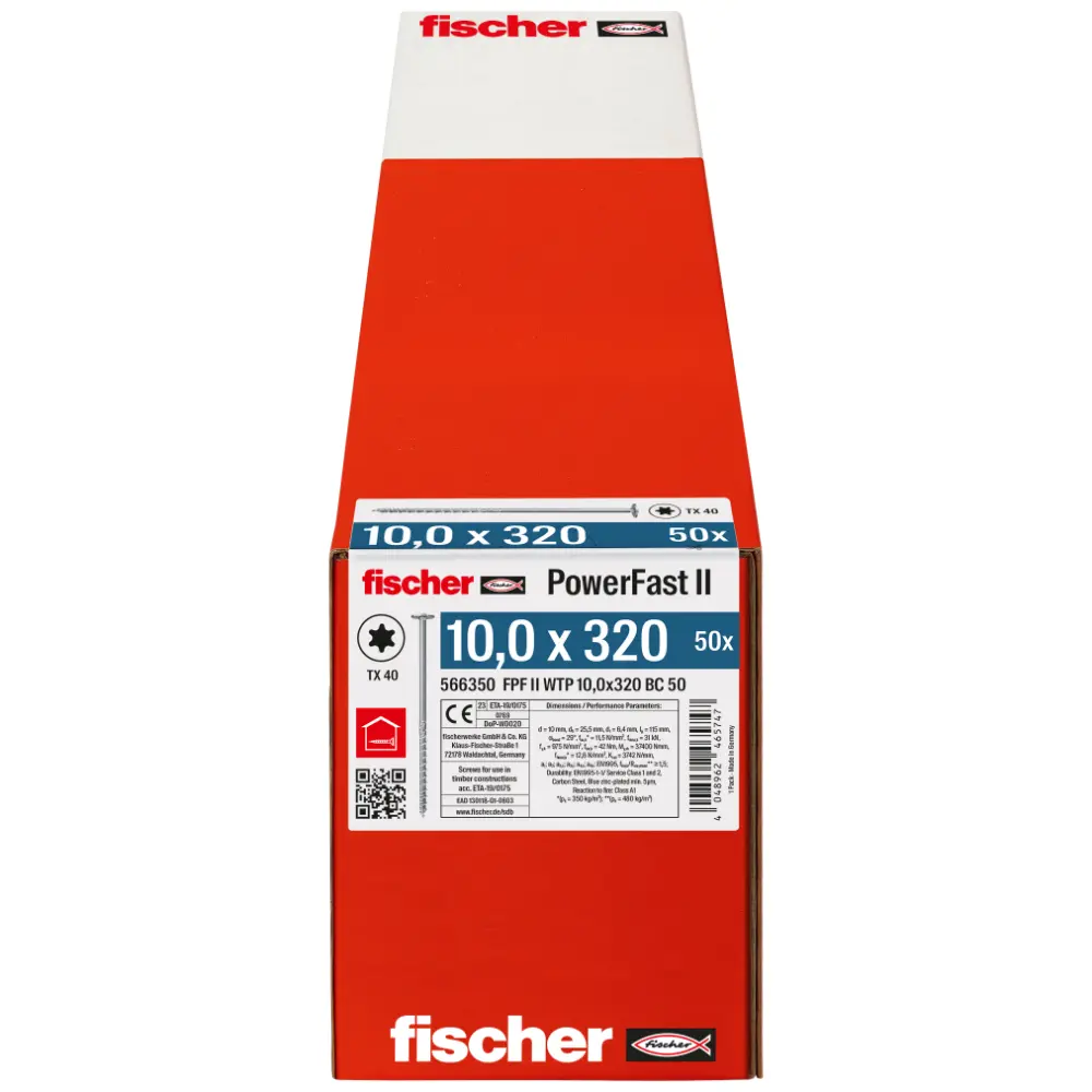 Fischer Holzbauschraube 10,0x320 FPF II WTP BC, Tellerkopf, Innenstern TX, Teilgewinde, blauverzinkt