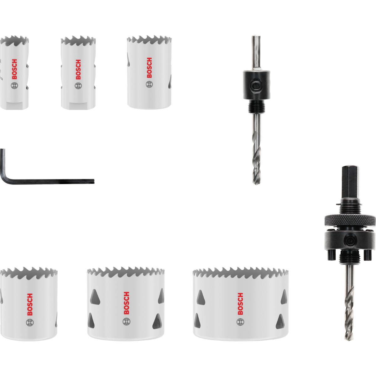 Bosch Multi Material Lochsägen mit Gewinde, 20, 25, 32, 38, 51, 64 x 40 mm, 9-teiliges Set