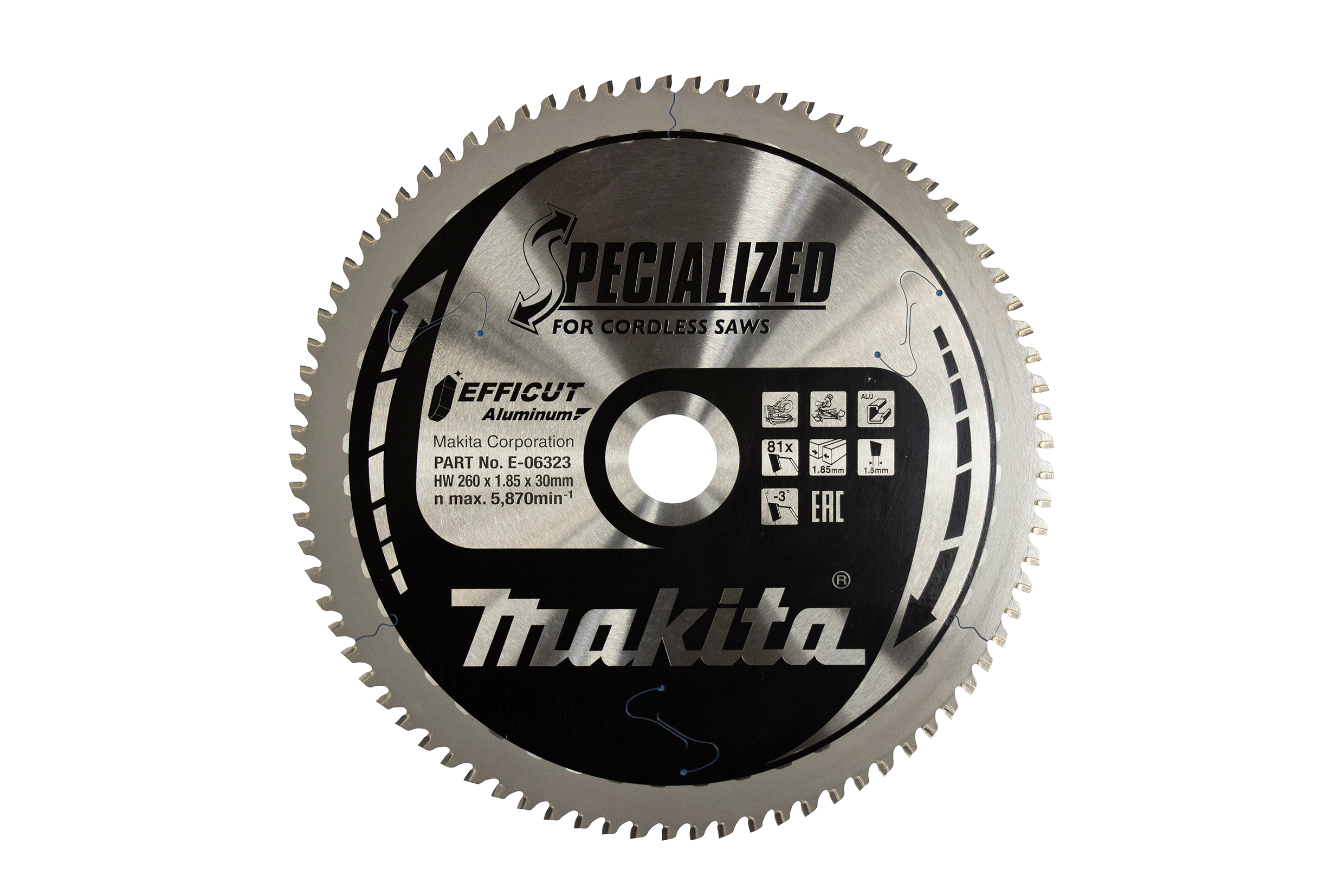 Makita Sägeblatt 260x1,5x30, 81Z EFFICUT, Aluminium - E-06323