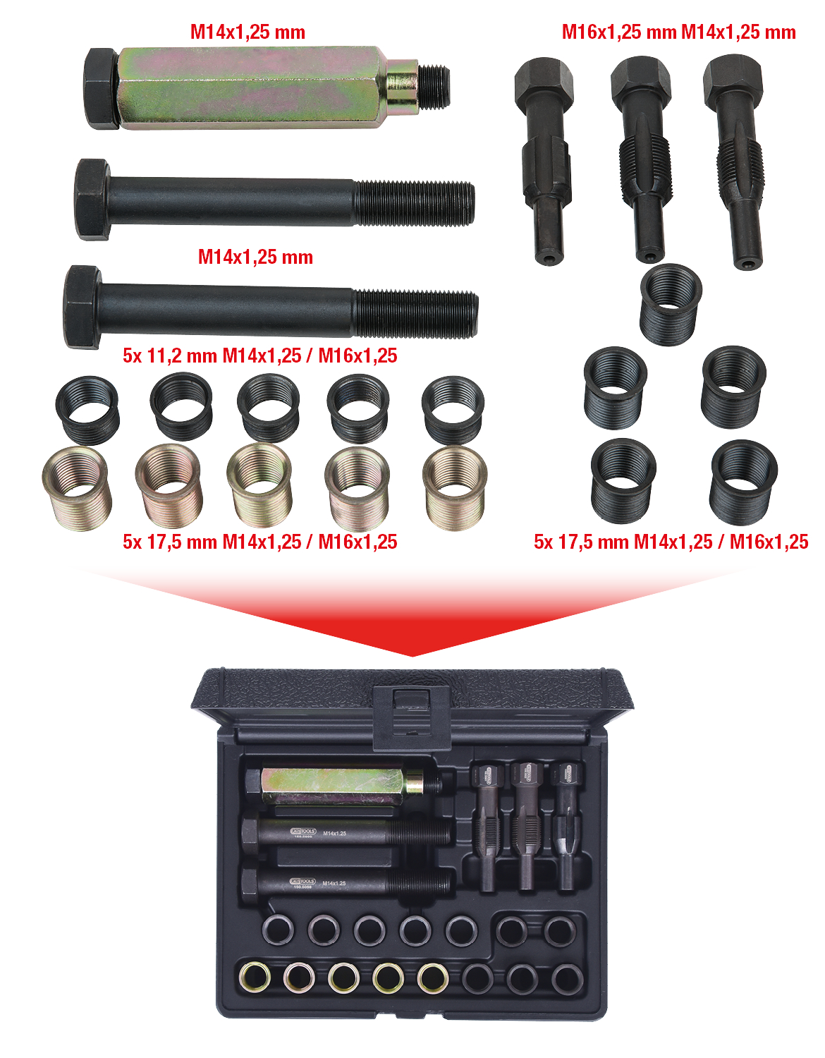 KS Tools THREADfix Reparatur-Satz M14x1,25 f.Zündkerzen,21-tlg