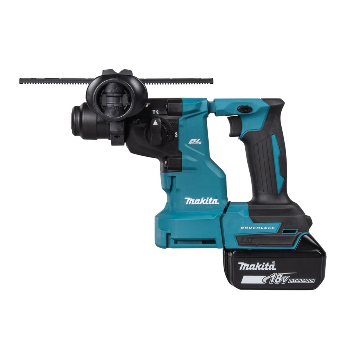 Makita Akku-Kombihammer für SDS-PLUS 18V/5,0 Ah, 2 Akkus + Ladegerät+Staubabsaugung DX16 im MAKPAC