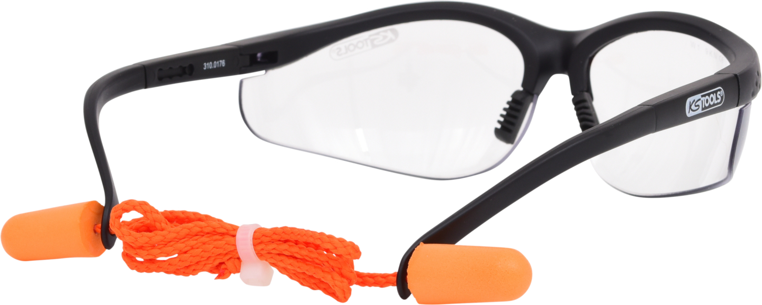 KS Tools Schutzbrille-transparent, mit Ohrstöpsel