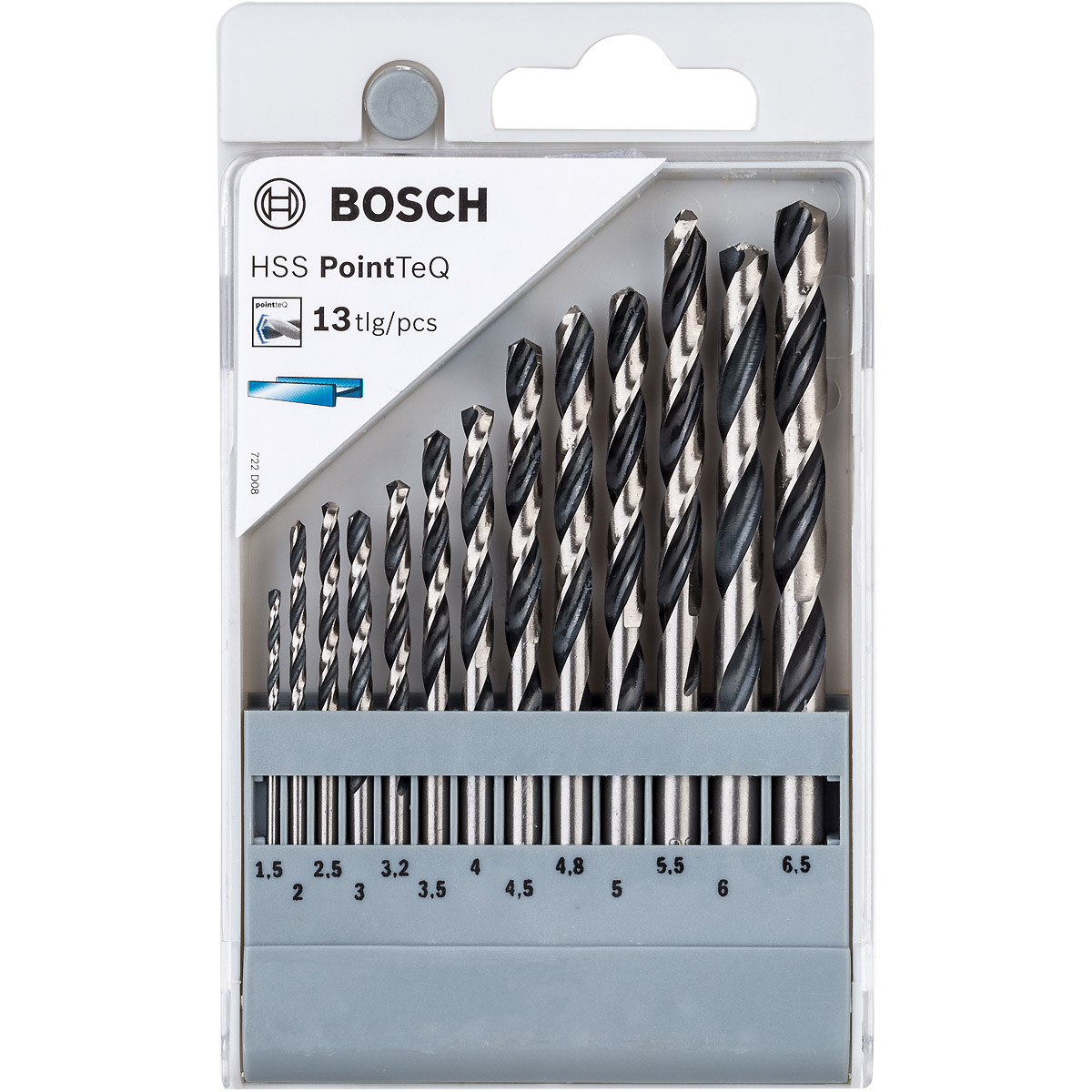Bosch Metallspiralbohrer HSS-Set PointTeQ, DIN 338, 13-teilig