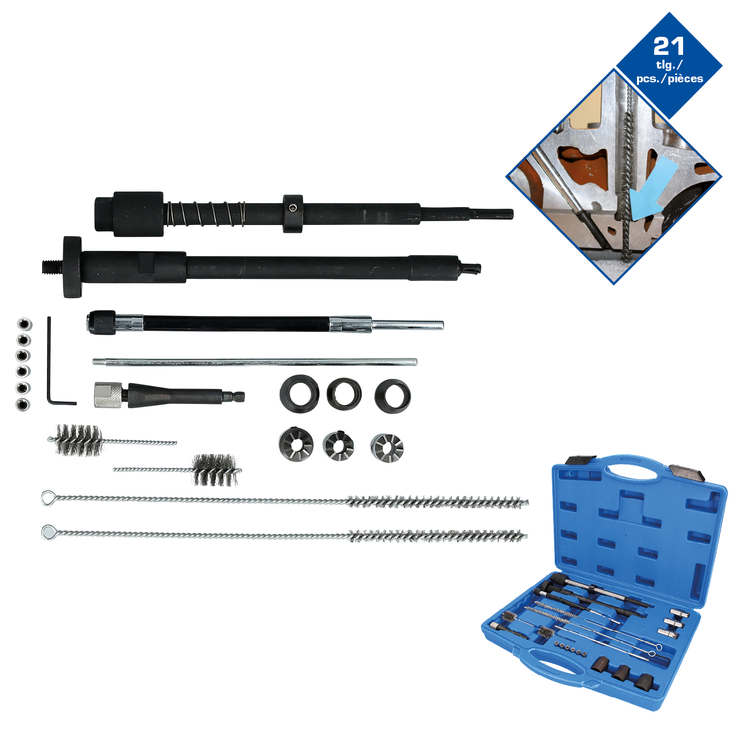 Brilliant Tools Injektorsitz- und Schacht-Reinigungs-Satz, 21-tlg - BT551300