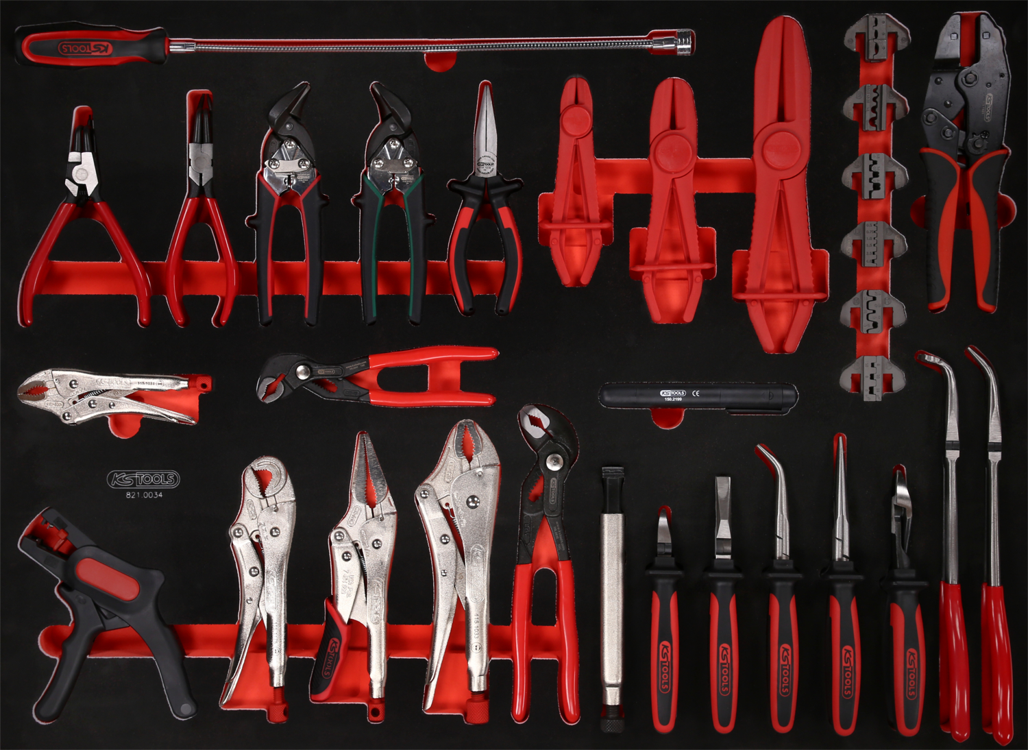 KS Tools Zangen-Satz in Schaumstoffeinlage, 34-tlg