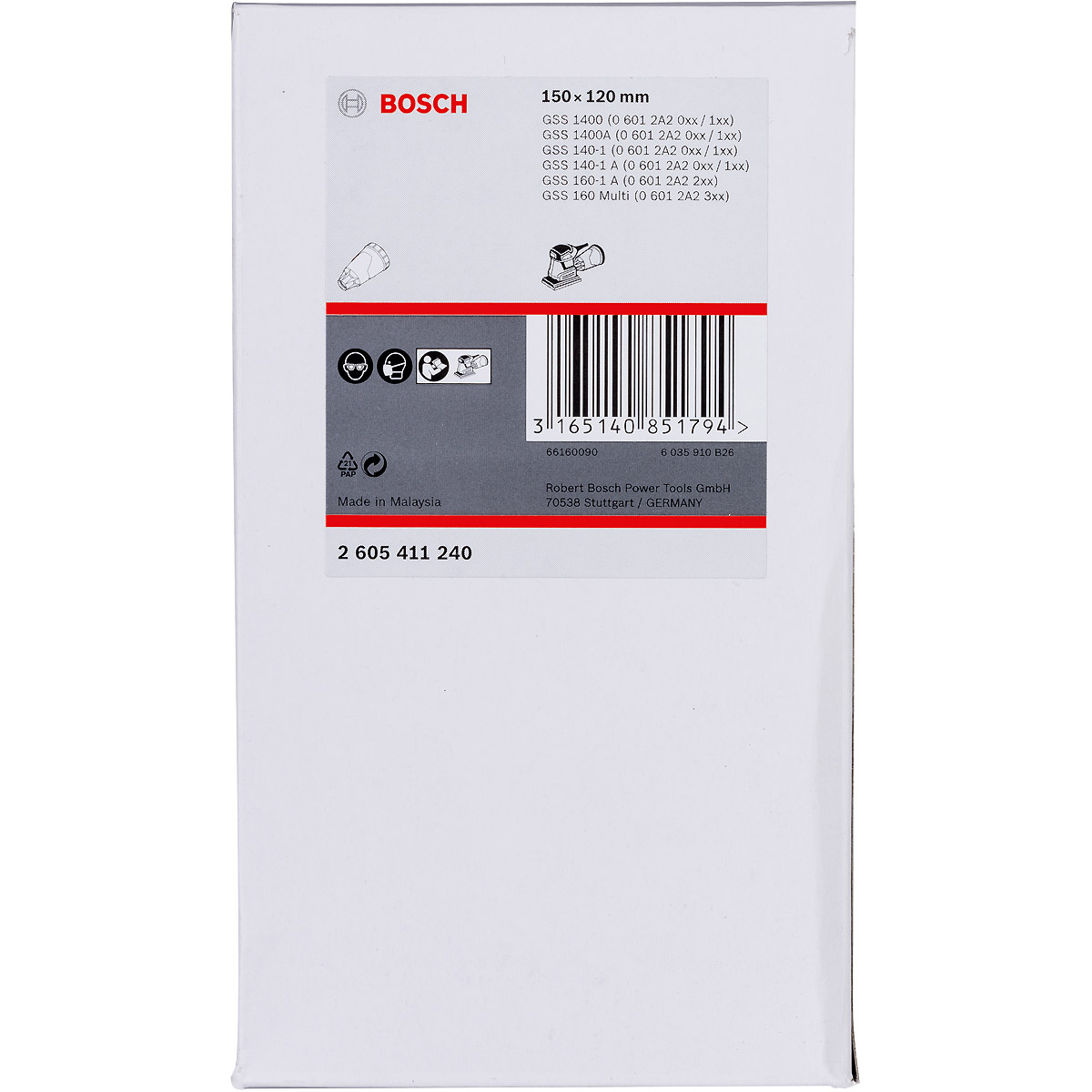 Bosch Staubbox mit Filter, 150 x 120 mm, schwarze Ausführung
