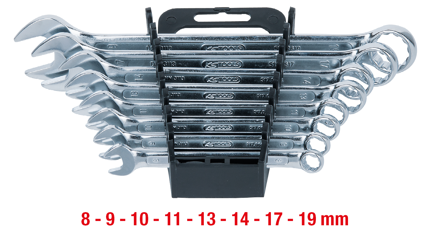 KS Tools Ringmaulschlüssel-Satz, abgewinkelt, 8-tlg 8-19mm