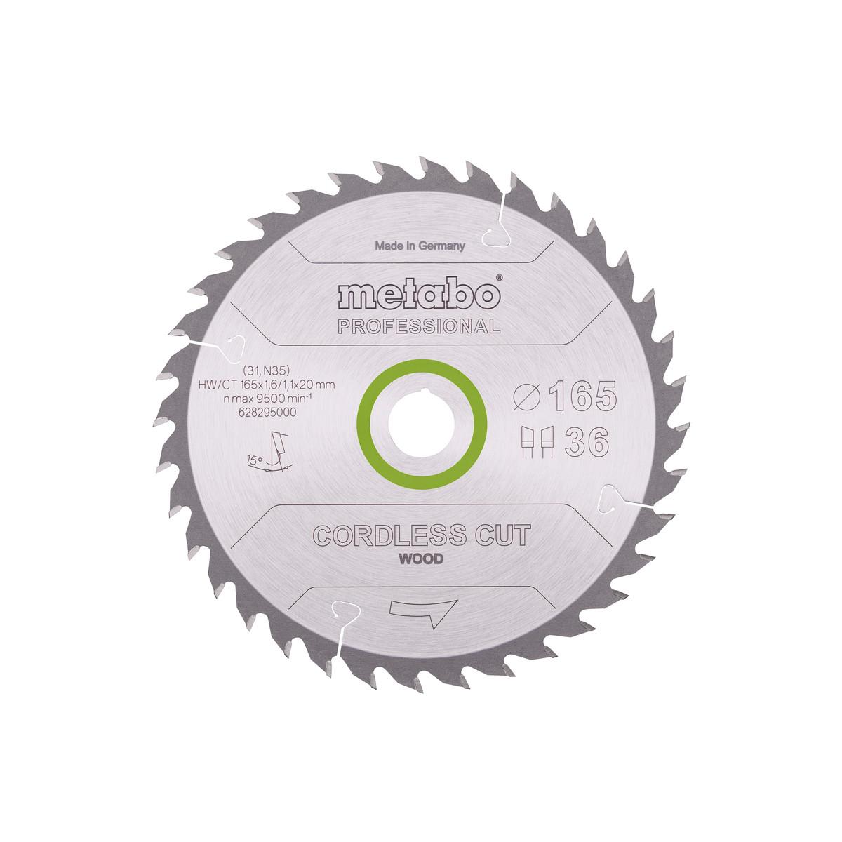 Metabo Sägeblatt cordless cut wood - professional 165x1,6 / 1,1x20 WZ